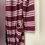 Pink Rose Burgundy Striped Cardigan with Pockets Photo 7
