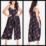 City Chic  Desert Floral  wide leg pleated sleeveless flowy jumpsuit  NWT L 20 Photo 1