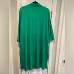 NWT Toofan Size L Jade Green Long Sleeve Pearl Button Front Tiered Shift Dress Size L Photo 8