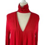 Free People  Uptown Turtle Choker-Neck Tunic Top Red Long Sleeve Asymmetrical S Photo 5