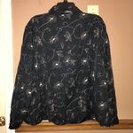 carole little 100% Silk Floral Embroidered Button Front Shirt Black 3X Photo 1