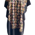 Mexican Artisanal Chiapas Poncho with Floral Embroidery Festival Wear Black Size undefined Photo 0