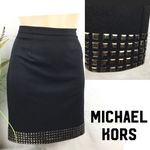 Michael Kors Black & Silver Metal Metallic Hem Above Knee Skirt 8 Photo 1