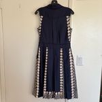 Tory Burch  Silk Navy and Cream Geometric Print Sleeveless Midi Dress Size 6 Photo 1