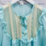 Vintage Sleeveless Midi Nightgown Size L Teal Blue Lace 1960s Ruffle Nylon Black Size L Photo 2
