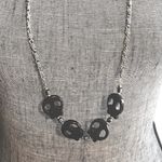 Long Howlite Black Skull Pendant Beaded Chain Necklace NWT New Goth Rock Punk Photo 1