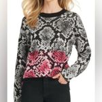 DKNY Color-block Size Large Over Sized Python Print Sweater Long Sleeve Crewneck Photo 0