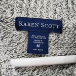 Karen Scott  Marled Button Neck Cable Knit Sweater Pullover Gray Size Medium Photo 2