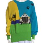 Vintage Escada Sweater Embroidered Car and Sequined Paw Prints, Sz 42 US L Photo 0