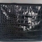 ALDO Small Faux Patent Leather Black and Gold Crossbody Chain Purse Bag Photo 2