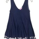 Lilly Pulitzer Lindy Sweater Tank Top Shirt Tassles Navy Blue Acrylic Womens XS Photo 0