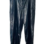 Chico's NEW Faux Leather Cutwork Hem Trousers Curvy Black Size 16 XL Photo 0