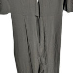 Farm Rio Black Short Sleeve Jumpsuit Rayon Crepe Keyhole Small Wide Leg V Neck Photo 7