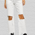 We The Free Free People Maggie Mid Rise Straight Leg Jeans Optic White  Size 25 EUC #7831 Photo 0
