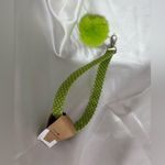 Handmade  Green and White Polka Dot Wristlet Keychain with Green Pompom Photo 2