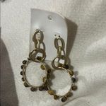 Free People NWT Free‎ People Gold and Brown Stone Multi-Hoop Dangle Earrings Photo 1
