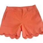 J. McLaughlin Orange Scallop Hem Shorts Size 4 Stretch Summer Casual Dressy Photo 2