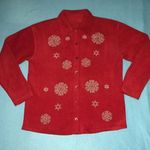 ❄️ Vintage fleece Christmas sweater/ jacket embroidered snowflakes size L Red Size L Photo 0