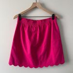 J.Crew Linen/Cotton Pink Bubble Mini Skirt scalloped hem stretchy elastic waist Photo 1