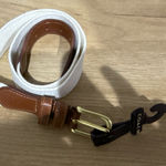 Coach Vintage Genuine Leather & Linen Belt Size 38/95 cm Style 3815 Tan Brass Photo 2