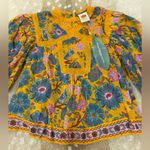 Farm Rio  NWT yellow mica short sleeve collared blouse women’s size large Photo 3