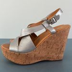Kork-Ease Korks by Metallic Silver Strappy Cork Wedge Platform Sandals Photo 2