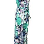 Cuddl Duds Maxi Dress Flexwear Scoop-Neck Belt Blue Spring Floral Medium Photo 2