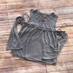 True Craft Womens Juniors Top Size XS Ruffle Cold Shoulder Gray Ruffled Photo 1