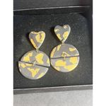 Black And Gold Polymer Clay‎ Dangle Earrings Fashion Costume Statement Jewelry Photo 3