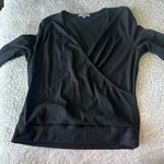 White Birch Women's M Wrap Front Plunge Rib Sweater Charcoal Gray Contemporary Photo 3