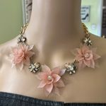 Neutral Flower & Gems Necklace .. Time And Tru Brand with statement earrings Photo 2
