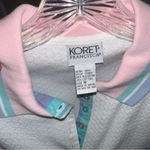 Vintage Koret Francisca White Textured Short Sleeve polo With Plaid Accents sz M Pink Size M Photo 3