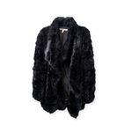 ZARA π Shiny Faux Fur Draped Front Cuddly Soft Teddy Coat π Black π Medium Photo 3
