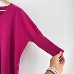 Eileen Fisher Merino Wool V-Neck 3/4 Dolman Sleeve Magenta Sweater Size Small Photo 1