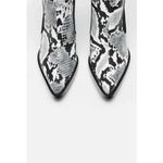 ZARA  COWBOY ANKLE Boots Pointed Snakeskin Booties Black/White Size 6/36 NEW Photo 4