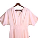 EXPRESS  Pastel Pink Satin 3/4 Kimono Sleeve Wide Leg V-Neck Cropped Jumpsuit NWT Photo 3