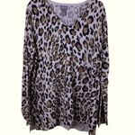 Chico's ADDICTIONS by Chico’s Animal Print V Neck Sweater Size Large 3 Photo 0