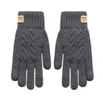 Unisex Thermal Warm Thick Fleece Lined Touchscreen Gray Knit Gloves NEW‎ Winter Photo 3