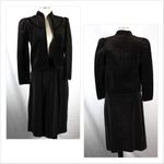 Vintage 1960s 1970s Black Brown Hued Velveteen Skirt Suit Set Size undefined Photo 1