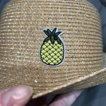 Women Tan Sun Hat Shimmer Pineapple Fedora One Size Wide Brim Beach Resort EUC Photo 5