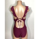 Robin Piccone New.  plum ruffle one piece. Size 14. Retails $168 Photo 6