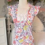 Ric Rac Retro Top Feminine Summer Floral Knit Womens XS Photo 3