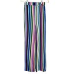 That’s It Multicolor Striped Semi Sheer Crochet Knit Wide Leg Pants Size Small Purple Photo 1