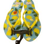 Kate Spade New York Lemon Print Flip Flops Sandals Size 11 Yellow Blue Photo 1