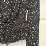 Free People  Lolita Peasant Floral Black Long Sleeve Top Size Small Sheer Photo 4