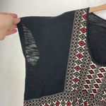 Madewell Boho Aztec Top Womens Black Short Sleeve Embroidered relaxed fit Large Photo 8