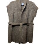 Gap Maternity Cardigan Wool Blend Vest Sleeveless Knit Open Front Belted Brown M Photo 0