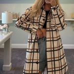 Plaid Longline Shacket Tan Photo 0