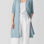 Eileen Fisher  Light Blue Open Front long casual minimalist cardigan size Large Photo 0