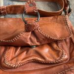 Frye  Cognac Leather Crossbody Saddle Bag Braided Boho Chic Western Inspired Photo 5